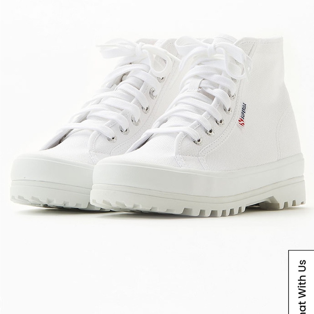 Superga 2341 Alpina High-Top White Canvas Lug Sole Sneakers – Size 38